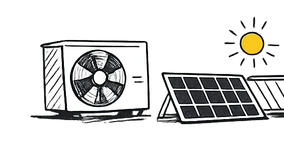 Symbol Wärmepumpe und Photovoltaik